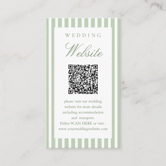 Carte D'accompagnement Site Web de Mariage Code QR Scan Me Vert Sauge (Devant)