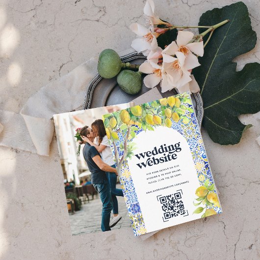 Carte D'accompagnement Site Web de Mariage | Code QR Scan Photo