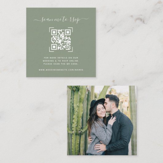 Carte D'accompagnement Site Web de Mariage | Code QR Scan Photo  (Devant / Derrière)
