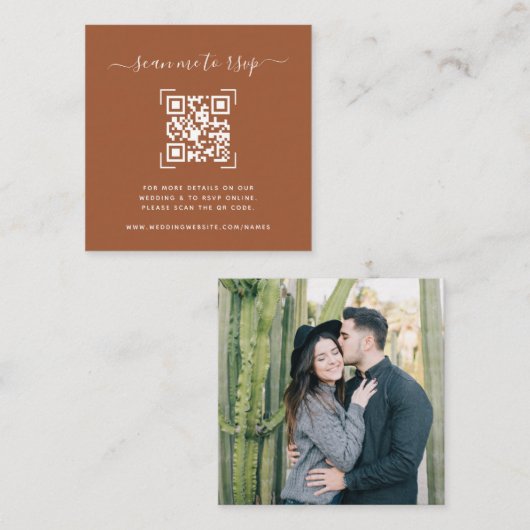 Carte D'accompagnement Site Web de Mariage | Code QR Scan Photo  (Devant / Derrière)