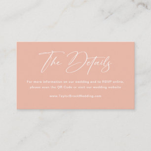 Carte D'accompagnement Site Web de Mariage Coucher de Soleil Rose Pêche d