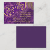 Carte D'accompagnement Site Web de Mariage de bal mascarade en or violet (Devant / Derrière)
