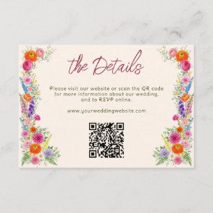 Carte D'accompagnement Site Web de Mariage de Jardin de Fleurs Sauvages C