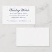Carte D'accompagnement Site Web de Mariage de script blanc et marine (Devant / Derrière)