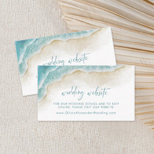 Carte D'accompagnement Site Web de Mariage d'Été à l'Océan à l'Aquarelle