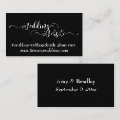 Carte D'accompagnement Site Web de Mariage | Écriture Blanche sur Fond No (Devant / Derrière)
