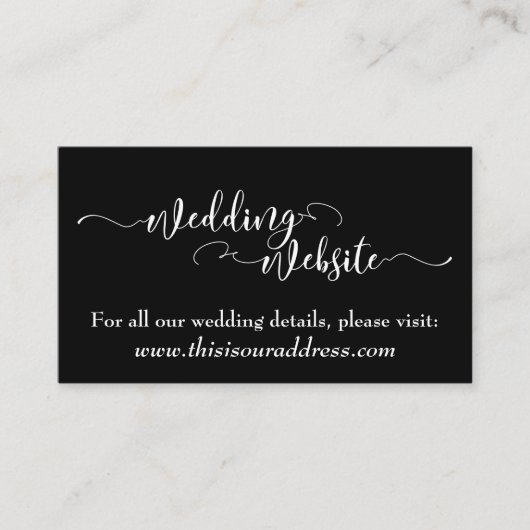 Carte D'accompagnement Site Web de Mariage | Écriture Blanche sur Fond No (Devant)