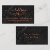 Carte D'accompagnement Site Web de Mariage | Écriture Cuivrée avec Marbre (Devant / Derrière)