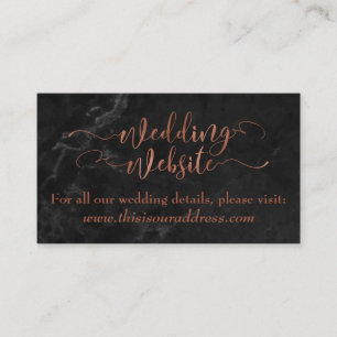 Carte D'accompagnement Site Web de Mariage   Écriture Cuivrée avec Marbre