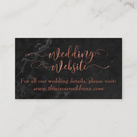 Carte D'accompagnement Site Web de Mariage | Écriture Cuivrée avec Marbre (Devant)