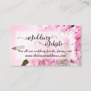 Carte D'accompagnement Site Web de Mariage Écriture sur Pivoines Roses