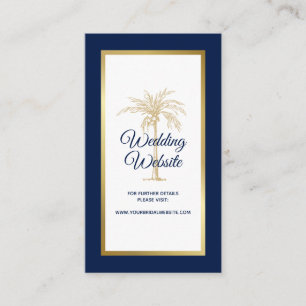Carte D'accompagnement Site Web de Mariage Élégant Arbre à Palmes Bleu Nu