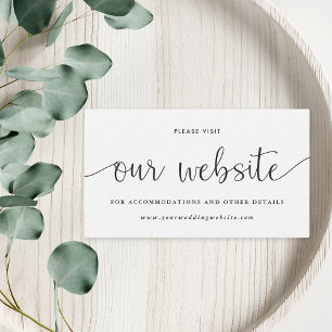 Carte D'accompagnement Site Web de Mariage Élégant Moderne Noir et Blanc
