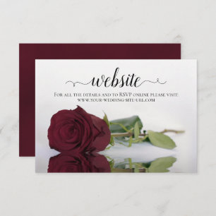 Carte D'accompagnement Site Web de mariage élégant pour Rose de Bourgogne