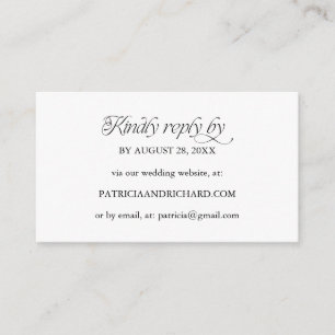 Carte D'accompagnement Site web de mariage en ligne minimaliste pour RSVP