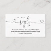 Carte D'accompagnement Site Web de Mariage en Ligne RSVP, calligraphie mo (Devant)