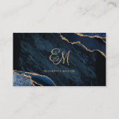 Carte D'accompagnement Site Web de Mariage en Marbre Bleu Nuit Or (Dos)