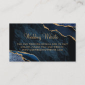 Carte D'accompagnement Site Web de Mariage en Marbre Bleu Nuit Or (Devant)