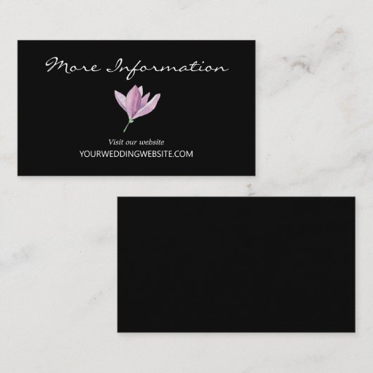 Carte D'accompagnement Site Web de Mariage Fleurie Violet Noir (Devant / Derrière)