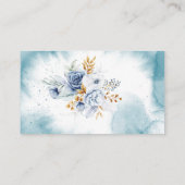 Carte D'accompagnement Site Web de Mariage Floral Bleu Poussiéreux Blanc  (Dos)