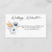 Carte D'accompagnement Site Web de Mariage Floral Bleu Poussiéreux Blanc  (Devant)
