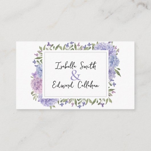 Carte D'accompagnement Site Web de Mariage Floral Hydrangee Bleu Lilas Mo (Dos)
