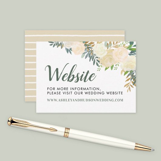 Carte D'accompagnement Site Web de Mariage Floral Sage