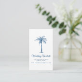 Carte D'accompagnement Site Web de Mariage Moderne Classique Blue Palm Be (Debout devant)