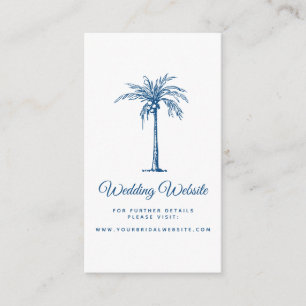 Carte D'accompagnement Site Web de Mariage Moderne Classique Blue Palm Be