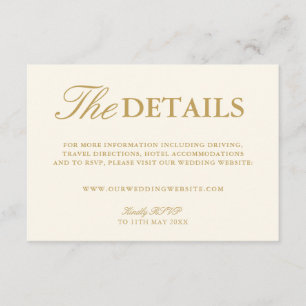 Carte D'accompagnement Site Web de Mariage Moderne en Ivory Antique pour