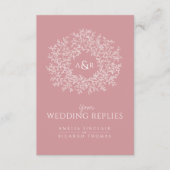 Carte D'accompagnement Site web de mariage monogramme code QR rose scanne (Devant)