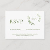 Carte D'accompagnement Site web de mariage Monogramme de feuille verte RS (Devant)