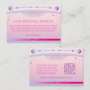 Carte D'accompagnement Site Web de Mariage Mystic Sunset Rose RSVP QR Cod