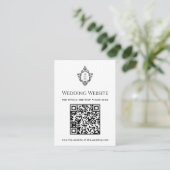 Carte D'accompagnement Site Web de Mariage Noir Blanc Cachet QR Code Vint (Debout devant)