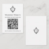 Carte D'accompagnement Site Web de Mariage Noir Blanc Cachet QR Code Vint (Devant / Derrière)