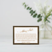 Carte D'accompagnement Site Web de Mariage Noir Script Cœurs Diamants Or (Debout devant)