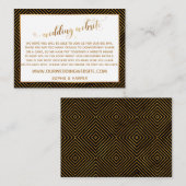 Carte D'accompagnement Site Web de Mariage Noir Script Cœurs Diamants Or (Devant / Derrière)