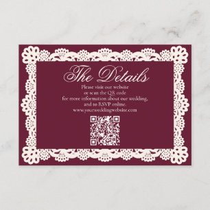 Carte D'accompagnement Site Web de Mariage QR Broderie Anglaise Bourguign