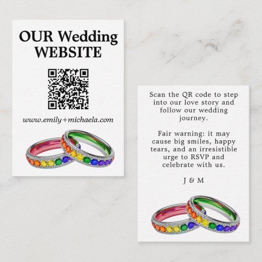 Carte D'accompagnement 🌈 Site Web de Mariage QR Drôle Entrelacé dans la (Devant / Derrière)