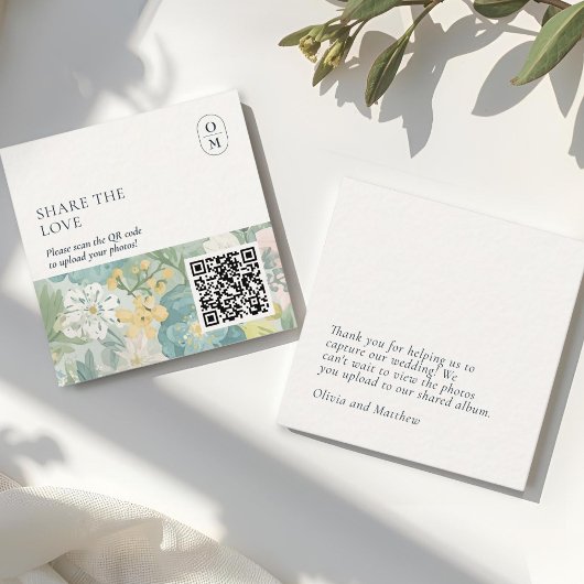 Carte D'accompagnement Site Web de Mariage QR Monogramme Chic