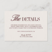 Carte D'accompagnement Site Web de Mariage Rétro Ivoire Beige et Bourgogn (Devant)