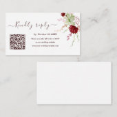 Carte D'accompagnement Site Web de Mariage RSVP Code QR Bourgogne Rustiqu (Devant / Derrière)