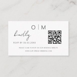 Carte D'accompagnement Site Web de Mariage RSVP Code QR Minimaliste Écono