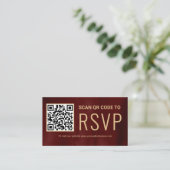 Carte D'accompagnement Site Web de Mariage RSVP Code QR Or Marron en Lign (Debout devant)