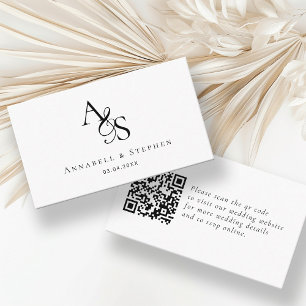 Carte D'accompagnement Site Web de Mariage, RSVP, QR-Code, Élégant, Monog