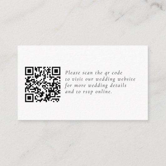 Carte D'accompagnement Site Web de Mariage, RSVP, QR-Code, Élégant, Monog (Dos)