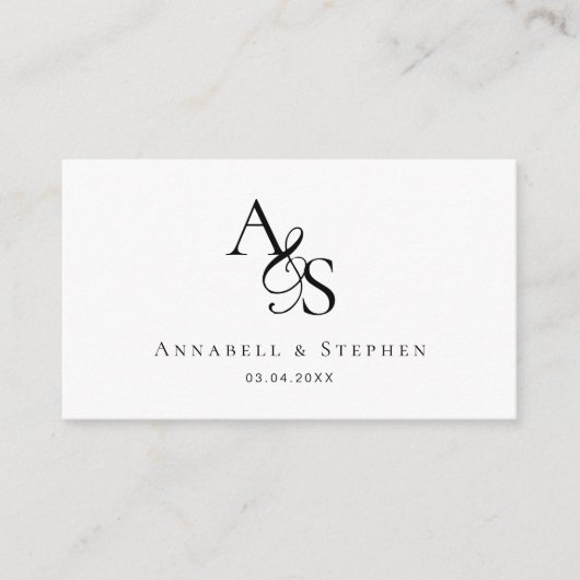 Carte D'accompagnement Site Web de Mariage, RSVP, QR-Code, Élégant, Monog (Devant)