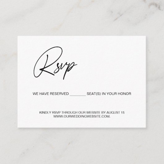 Carte D'accompagnement Site web de mariage simple avec sièges réservés en (Devant)