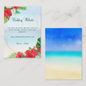 Carte D'accompagnement Site Web de Mariage Tropical Floral et Or Enc (Devant / Derrière)