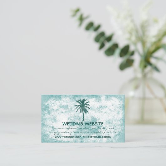 Carte D'accompagnement Site Web de mariage tropical Palm Tree Beach (Debout devant)